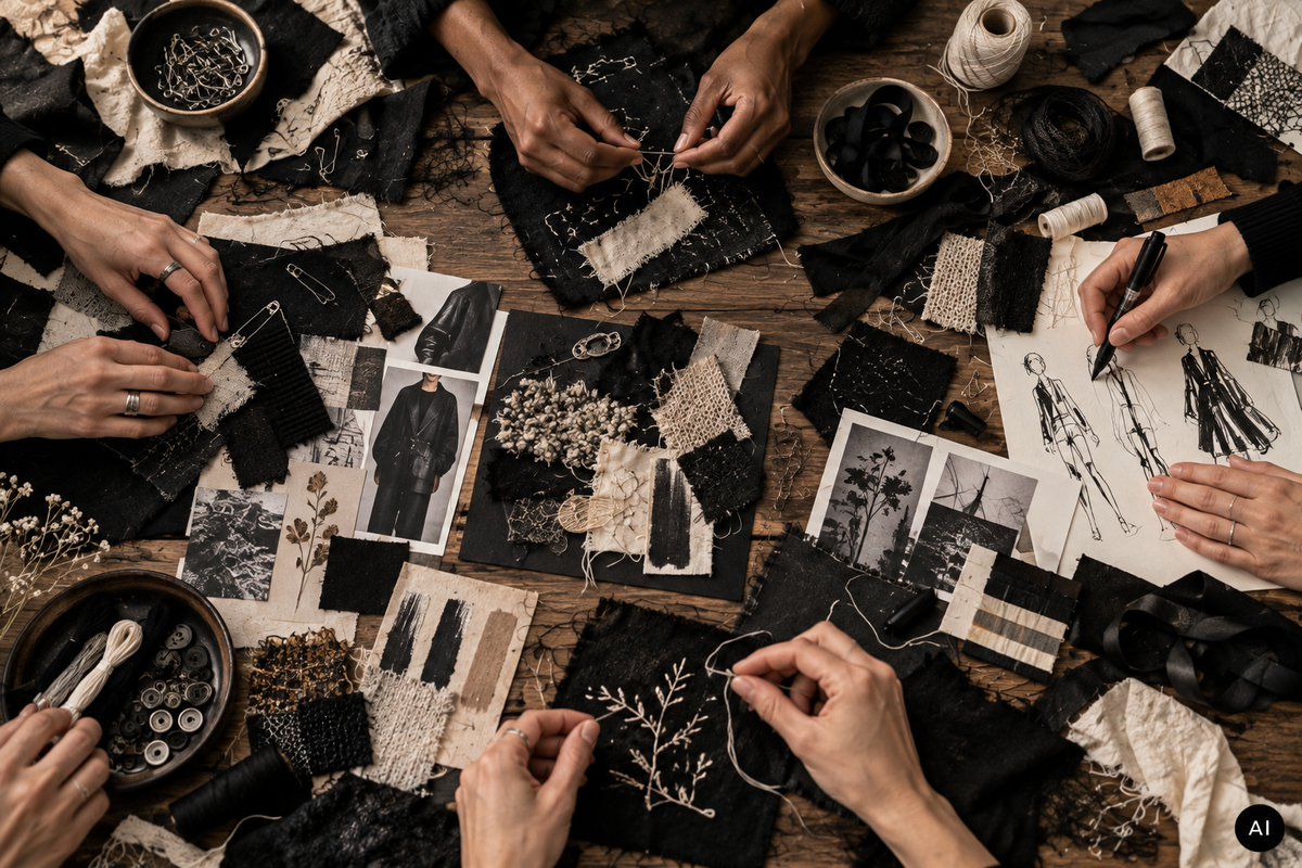 Kreativer Workshop nur mit Händen und AI-Markierung